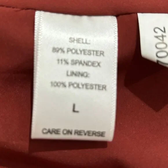 7TH AVE New York & Company Red/Rust Brown White Striped Blazer Women L Large - Picture 4 of 7